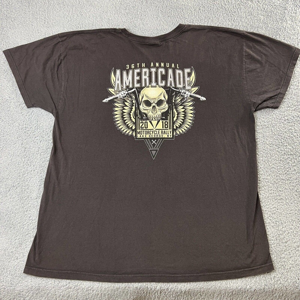 Harley Davidson Americade 2018 Motorcycle Rally Skull Shirt Dark Brown Mens 3XL